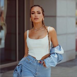 Zara TOPSTITCHED Corset TOP NWT